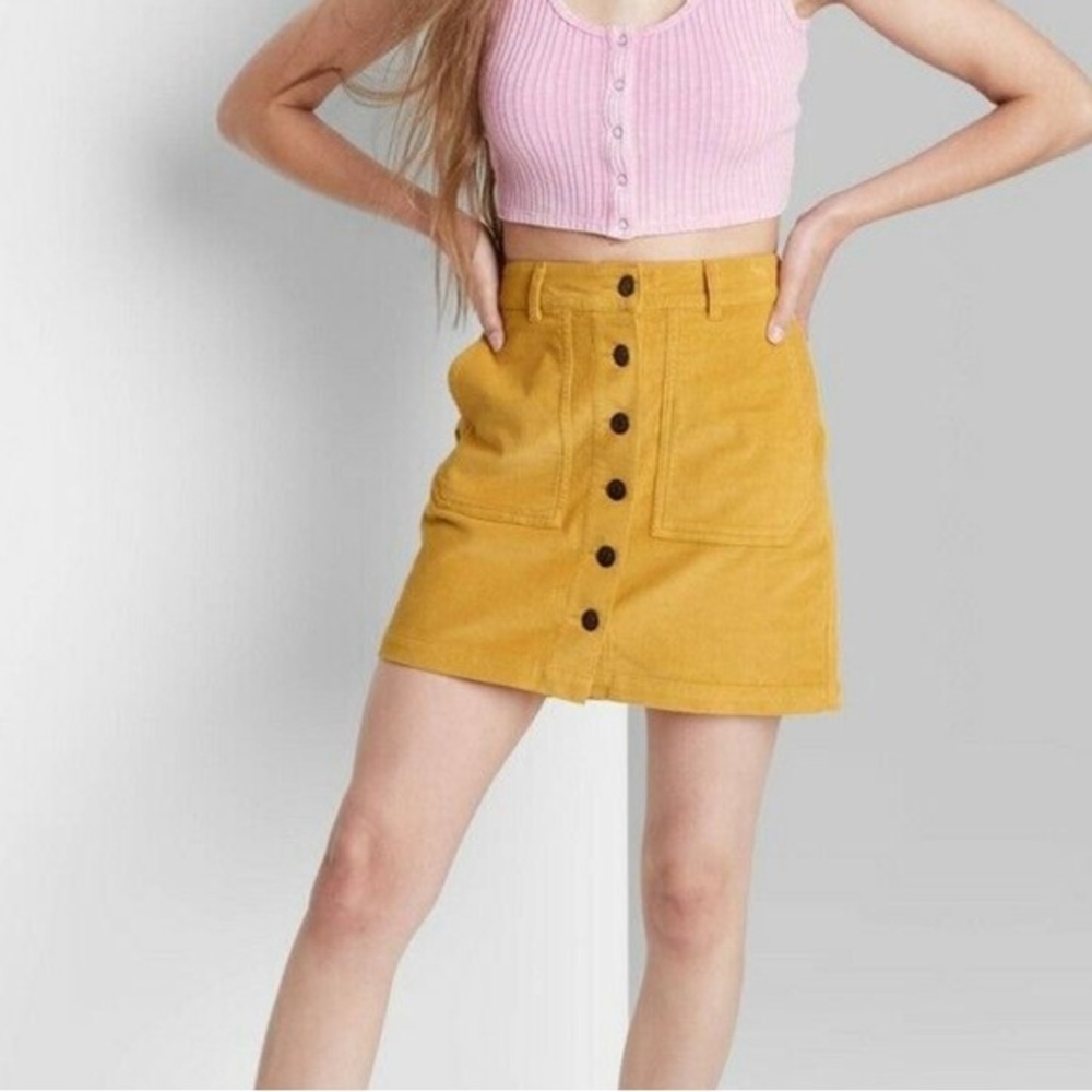 Orange/brown corduroy button skirt
